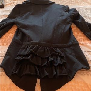 Betsey Johnson Blazer Jacket Black Ruffle sz M